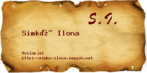 Simkó Ilona névjegykártya
